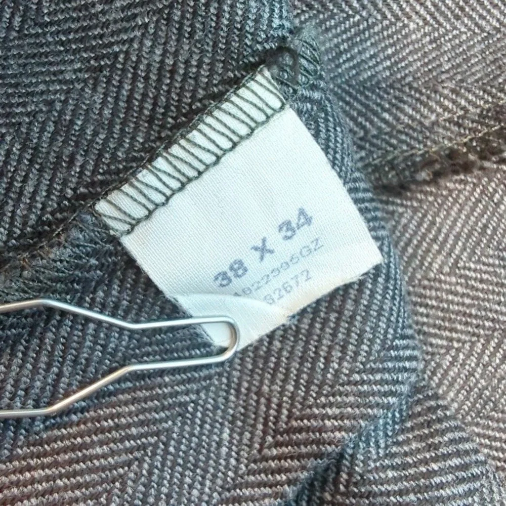 VTG Polo Ralph Lauren Gray Herringbone Pleated Cotton Wool Trousers Mens 38x34